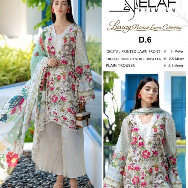 Vol-22 Elaf Brand Summer Collection Printed Lawn 3pc Suits - Women Wear Design No. 6