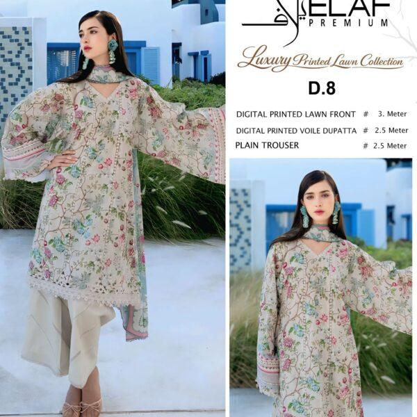 Vol-22 Elaf Brand Summer Collection Printed Lawn 3pc Suits - Women Wear Design No. 8