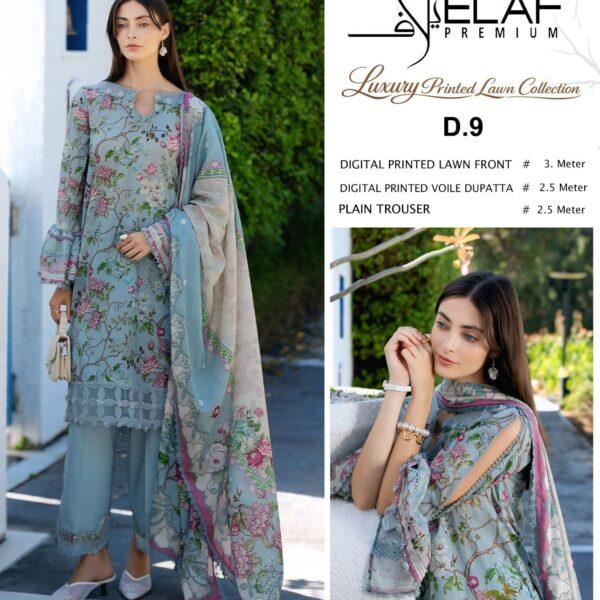 Vol-22 Elaf Brand Summer Collection Printed Lawn 3pc Suits - Women Wear Design No. 9