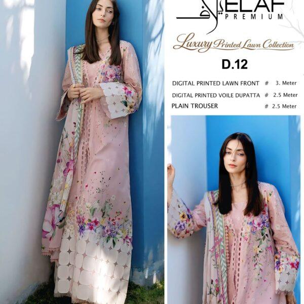 Vol-22 Elaf Brand Summer Collection Printed Lawn 3pc Suits - Women Wear Design No. 12