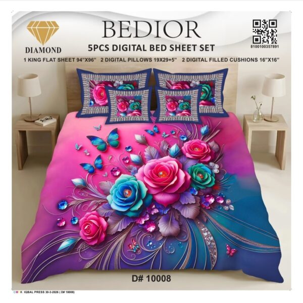 Bedior 5PCS Digital Bedsheet Set - Design No. 8