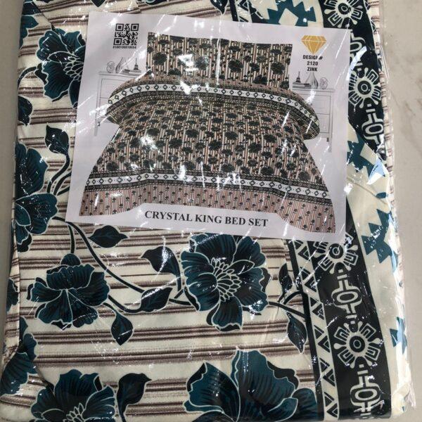 Safa Marwa Crystal Cotton Export Quality King Size Double Bedsheet Design No. 7