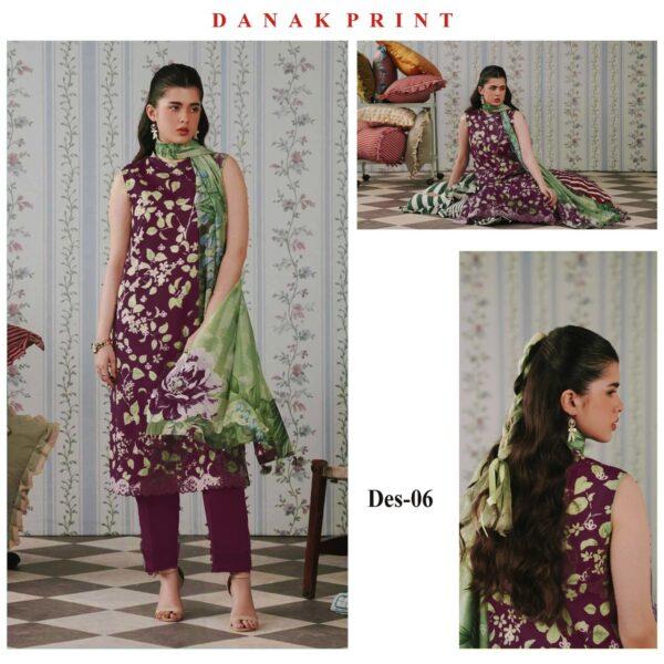 Vol-05 Baroque Printed Dhanak 3PCS Dresses - Women Wear Design No. 6