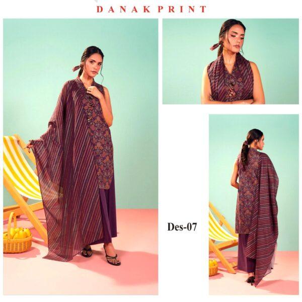 Vol-05 Baroque Printed Dhanak 3PCS Dresses - Women Wear Design No. 7