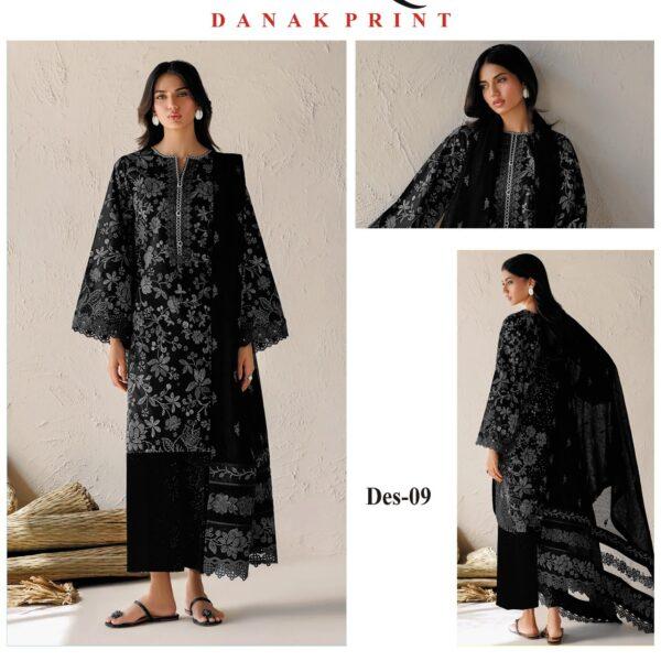 Vol-05 Baroque Printed Dhanak 3PCS Dresses - Women Wear Design No. 9