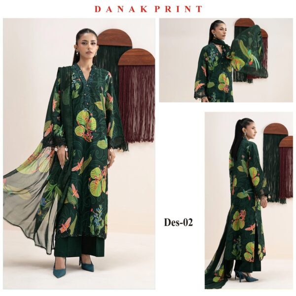 Vol-05 Baroque Printed Dhanak 3PCS Dresses - Women Wear Design No. 2