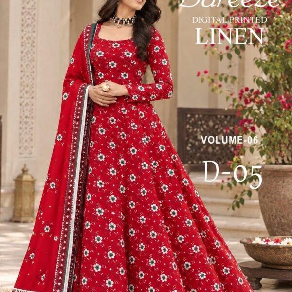 Bareeze Digital Printed Linen 3PC Dresses - Women Wear Design No. 5
