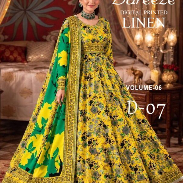Bareeze Digital Printed Linen 3PC Dresses - Women Wear Design No. 7