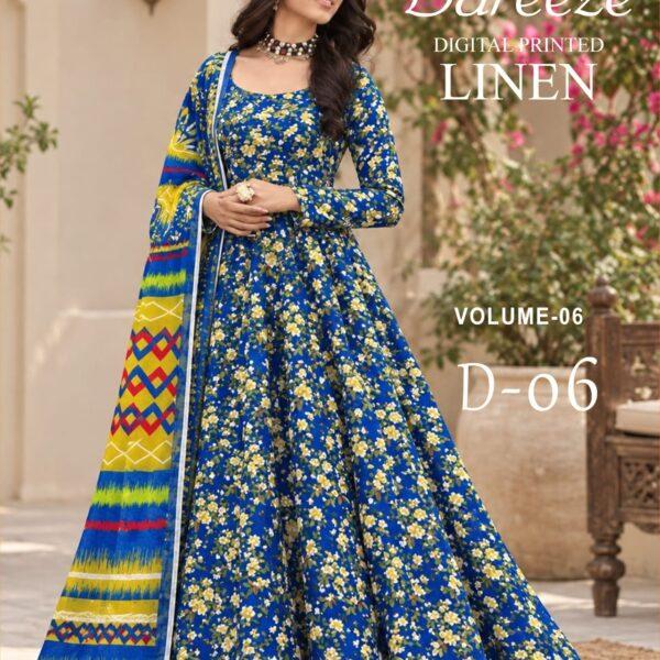 Bareeze Digital Printed Linen 3PC Dresses - Women Wear Design No. 6