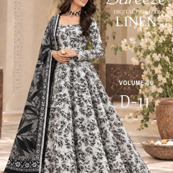 Bareeze Digital Printed Linen 3PC Dresses - Women Wear Design No. 11