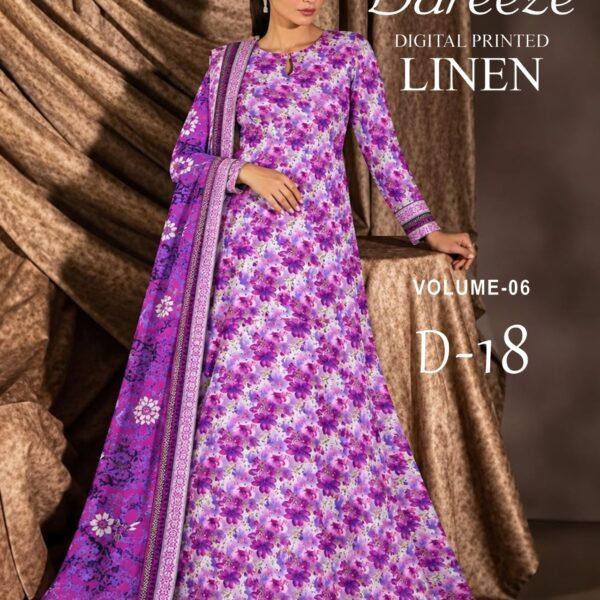 Bareeze Digital Printed Linen 3PC Dresses - Women Wear Design No. 18