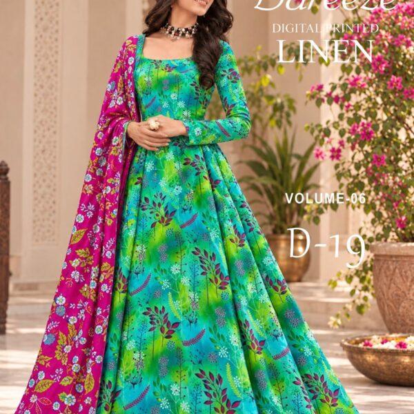 Bareeze Digital Printed Linen 3PC Dresses - Women Wear Design No. 19
