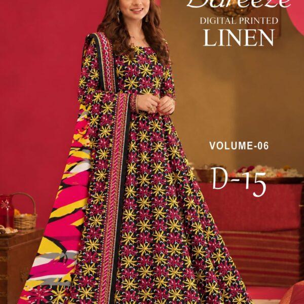 Bareeze Digital Printed Linen 3PC Dresses - Women Wear Design No. 15