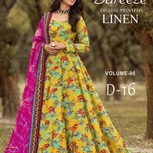 Bareeze Digital Printed Linen 3PC Dresses - Women Wear Design No. 16