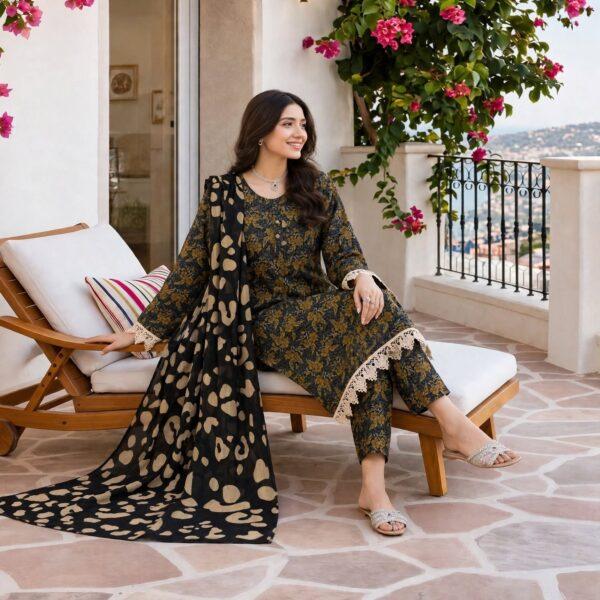Branded Classic Khaddar Printed 3pc Suits - Women Wear Design No. 16