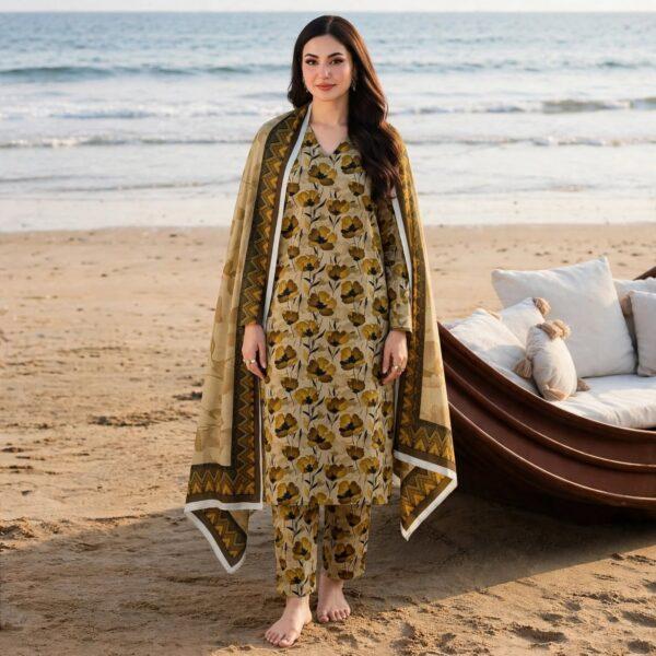 Branded Classic Khaddar Printed 3pc Suits - Women Wear Design No. 14