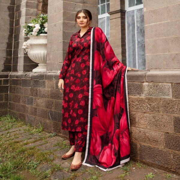 Branded Classic Khaddar Printed 3pc Suits - Women Wear Design No. 11