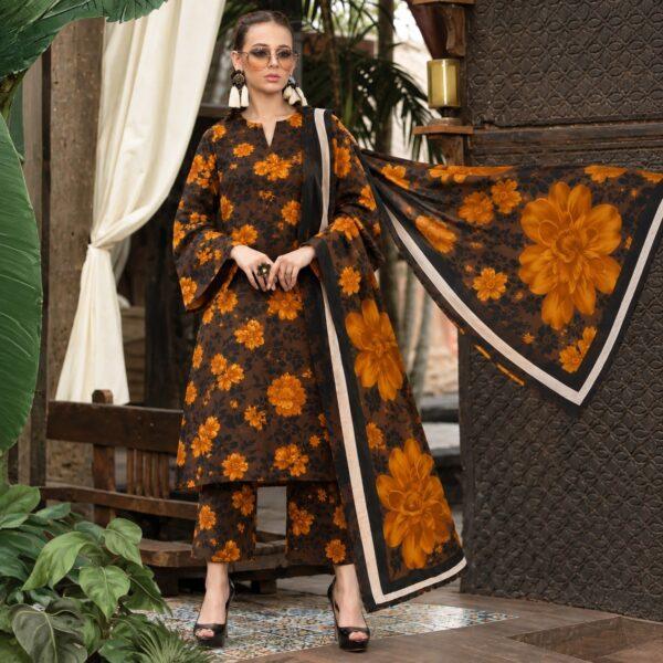 Branded Classic Khaddar Printed 3pc Suits - Women Wear Design No. 26