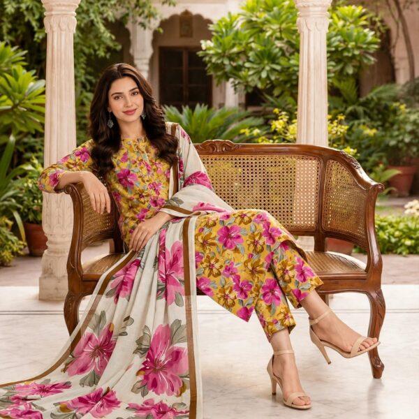 Branded Classic Khaddar Printed 3pc Suits - Women Wear Design No. 03