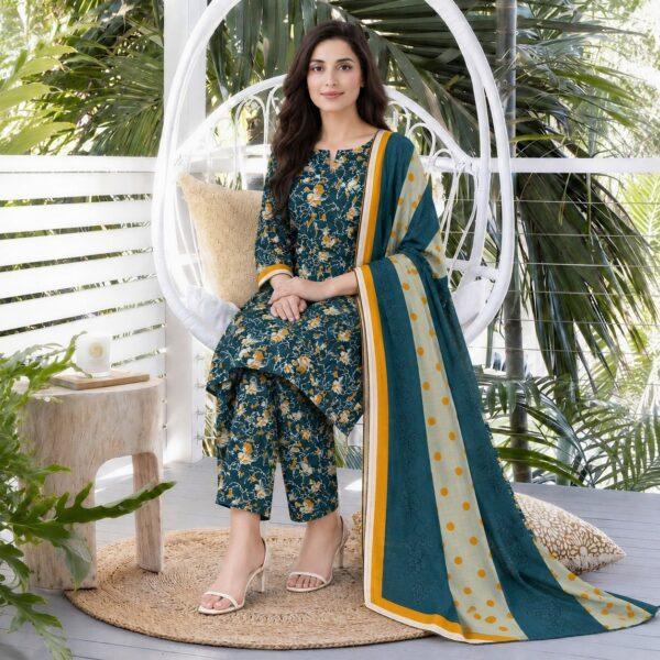 Branded Classic Khaddar Printed 3pc Suits - Women Wear Design No. 25