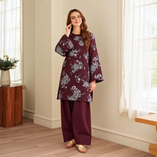 Safa Marwa Brand Printed Slub Karandi 2pc Suit - Design No. 14