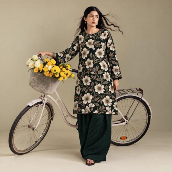 Safa Marwa Brand Printed Slub Karandi 2pc Suit - Design No. 13