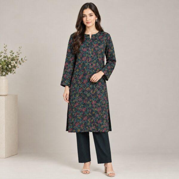 Safa Marwa Brand Printed Slub Karandi 2pc Suit - Design No. 10