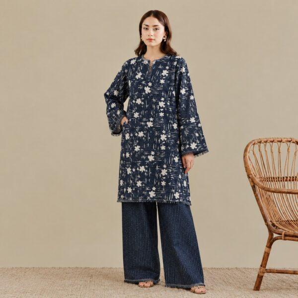 Safa Marwa Brand Printed Slub Karandi 2pc Suit - Design No. 5