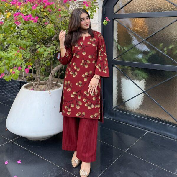 Safa Marwa Brand Printed Slub Karandi 2pc Suit - Design No. 3