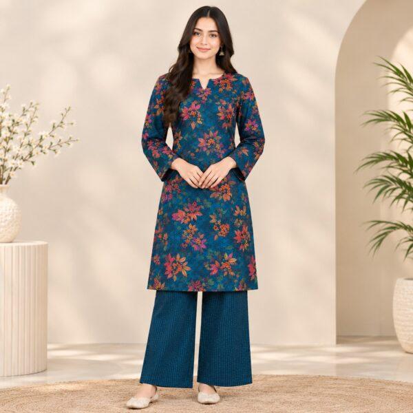 Safa Marwa Brand Printed Slub Karandi 2pc Suit - Design No. 17