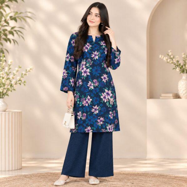 Safa Marwa Brand Printed Slub Karandi 2pc Suit - Design No. 16
